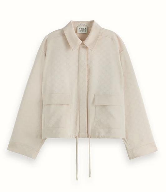 Satin Jacquard Utility Shirt in Calico