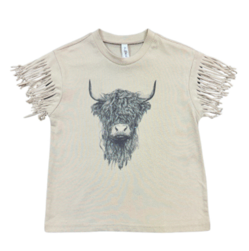 Girls Bull Fringe Sleeve Tee