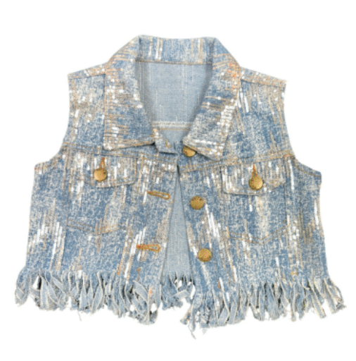 Summer Sequin Denim Vest
