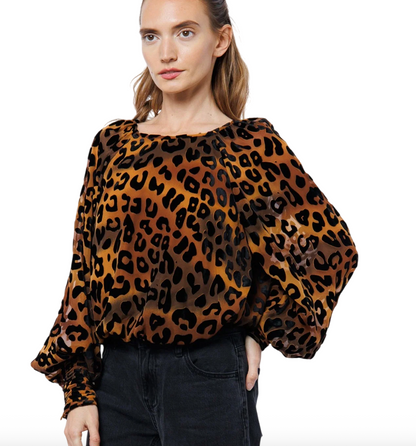 Animal Burnout Bubble Hem Top