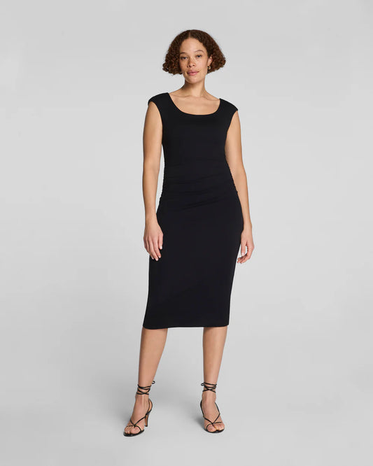 Scoop Neck Ruched Midi Dress