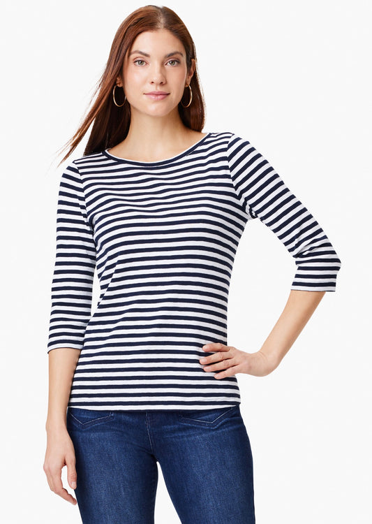 3/4 Sleeve Stripe Boat Tee