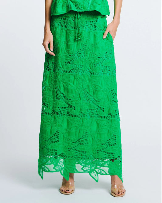 CIEBON Embroidered Lace Midi Skirt