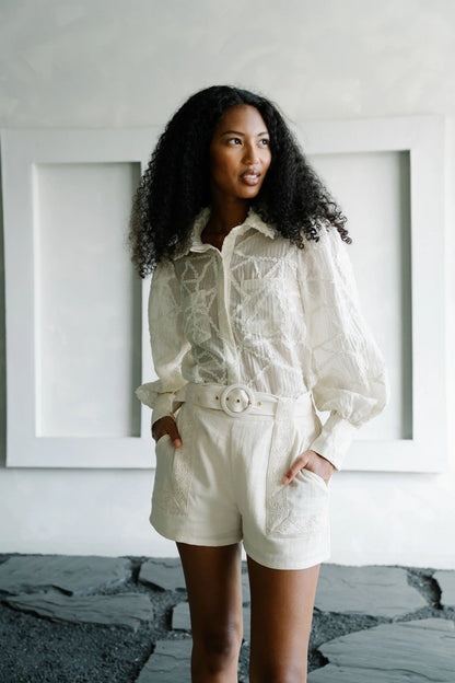 Lace Trim Buckle Shorts