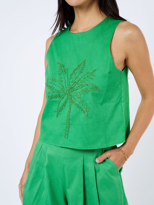 Embroidered Palm Tree Top