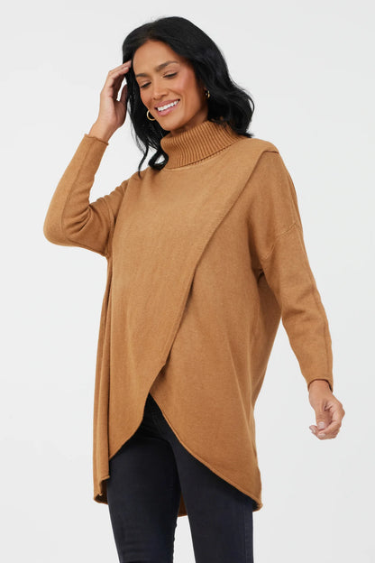 Tiana Cross Front Cowl Neck
