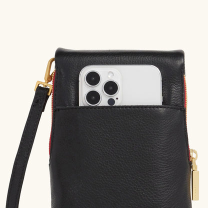 HAMMITT VIP Mobile Black BG Red Zip Bag