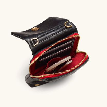 HAMMITT VIP Mobile Black BG Red Zip Bag