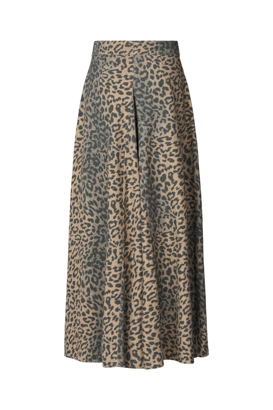 Leopard Print Button Skirt