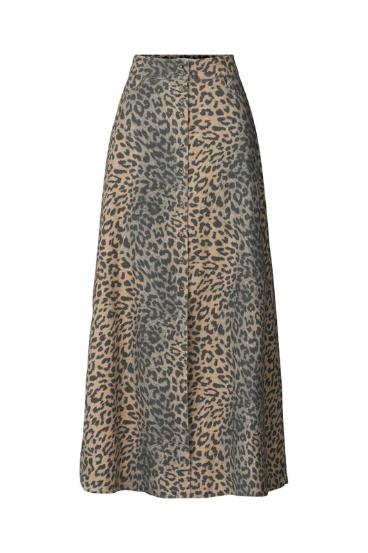 Leopard Print Button Skirt