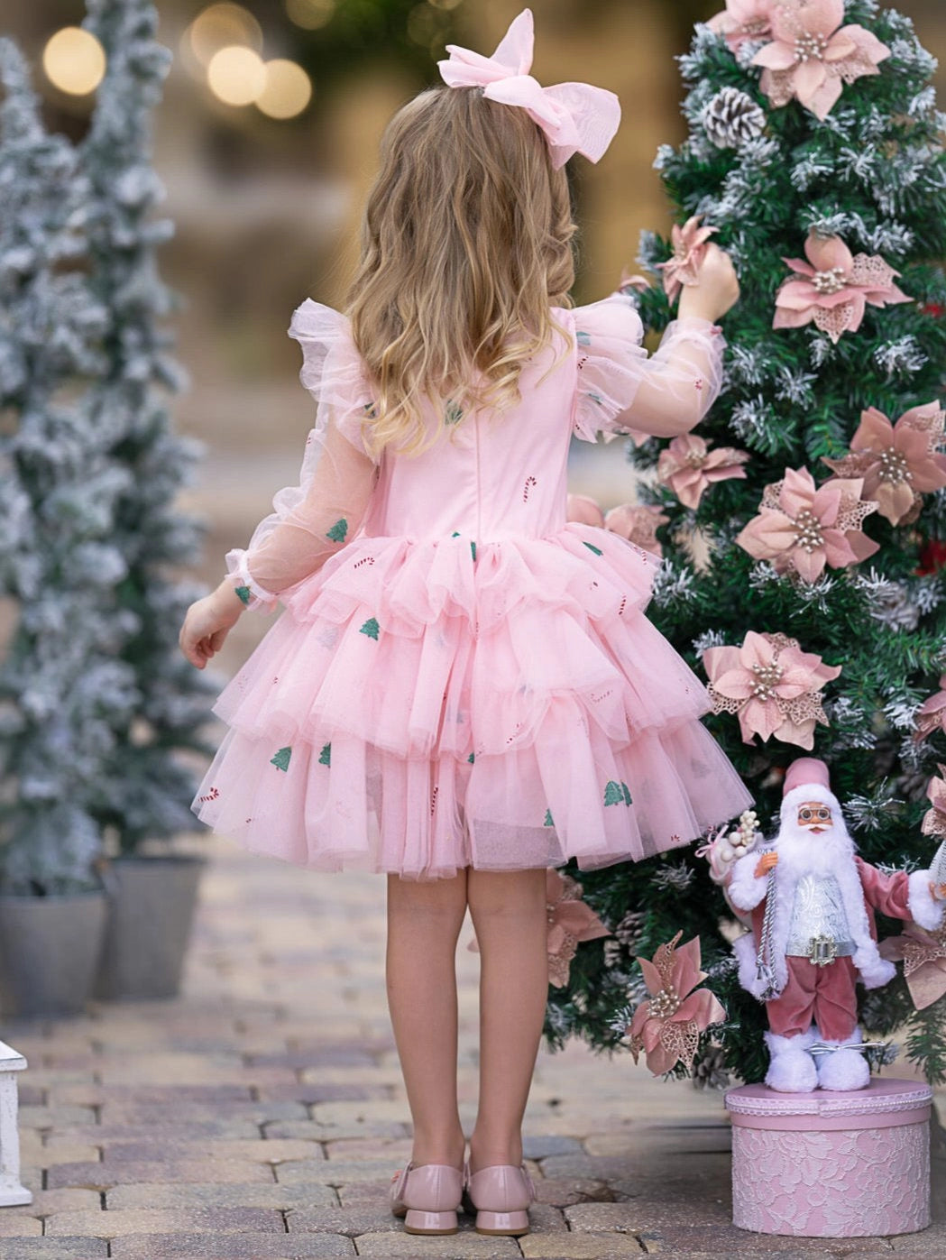 Frosted Pink Candy Cane Tutu Dress for Girls