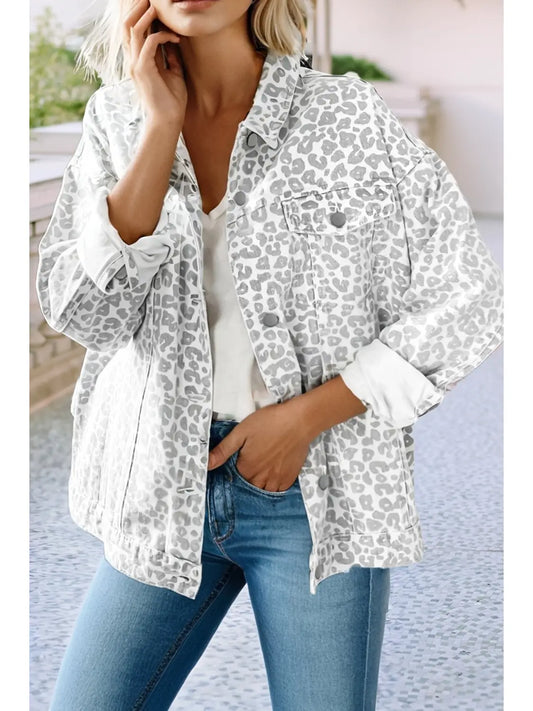 Leopard Printed Denim Jacket