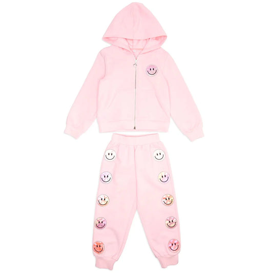 Alexia Smiley Face Zip Up Hoodie And Sweatpants Set