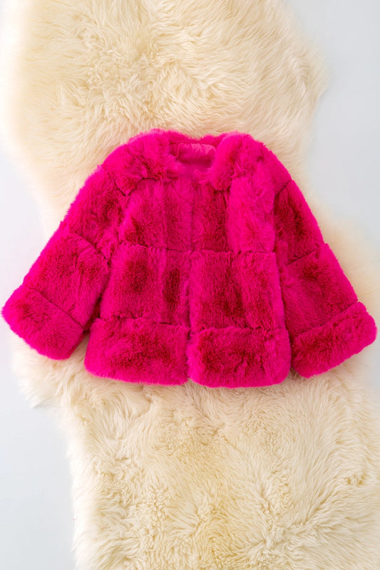 Kids Faux Fur Jacket in Black, Red or Fuchsia