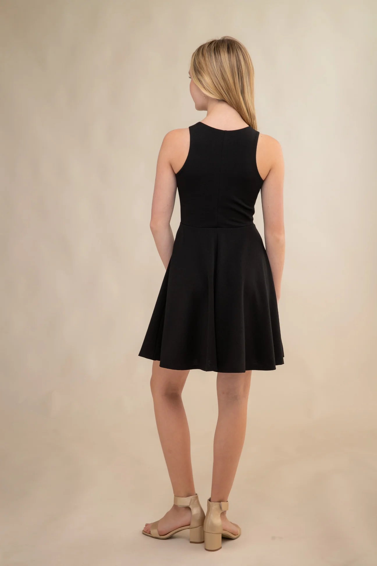 Textured Racerback Dress in Black