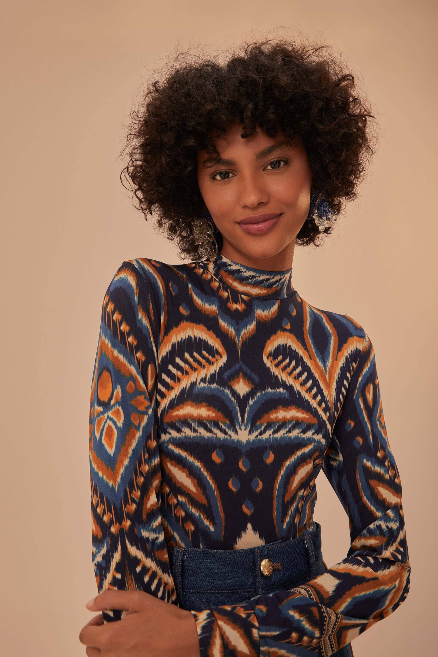 IKAT Blue Jersey Blouse