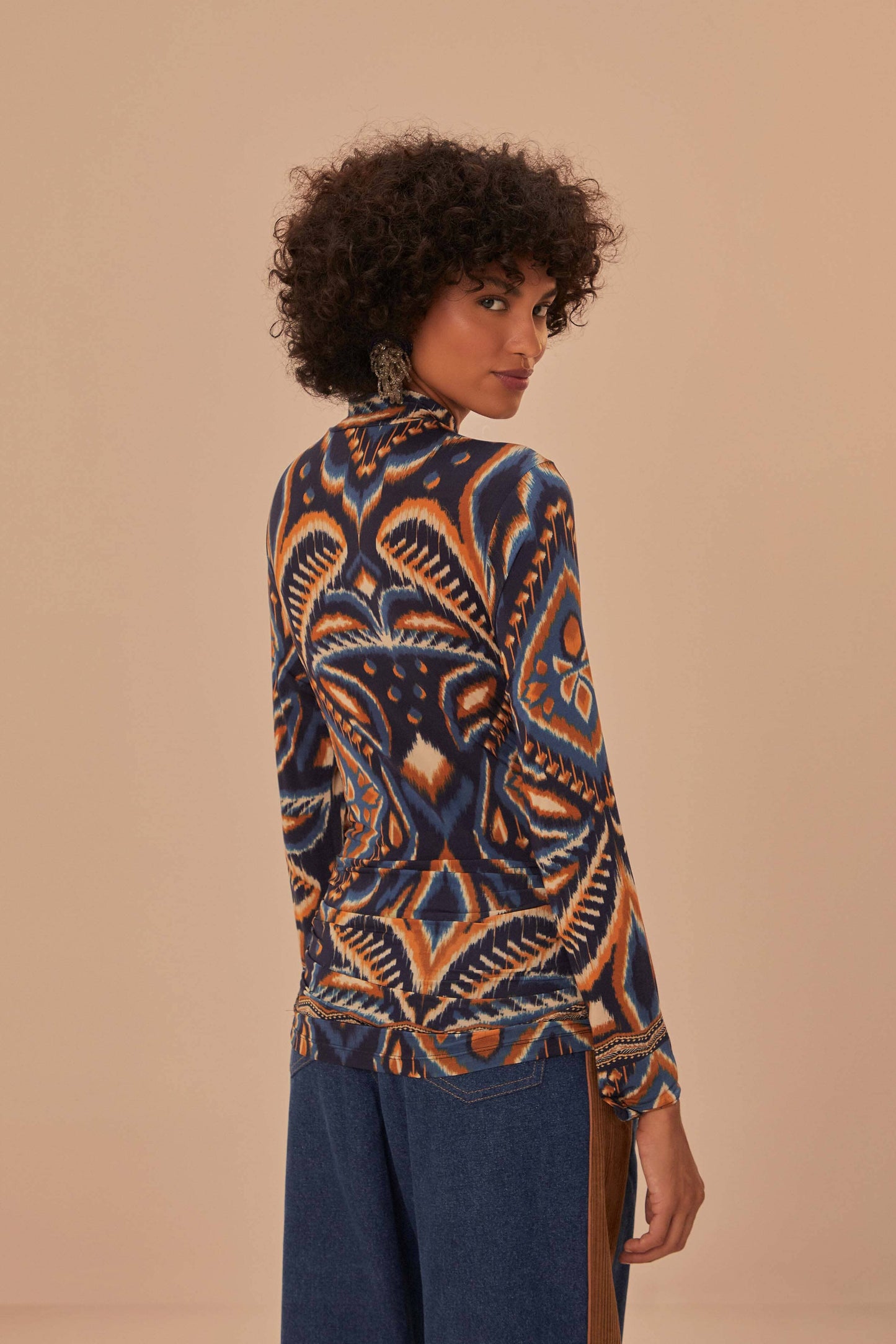 IKAT Blue Jersey Blouse