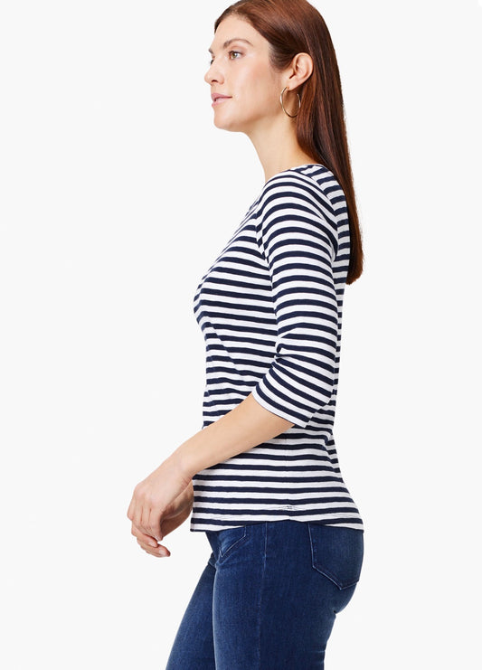 3/4 Sleeve Stripe Boat Tee