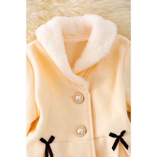 Kids Ivory Lined Jacket with Cozy Fur Trim