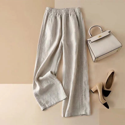 Linen Wide leg straight pant