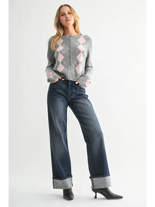 Cuffed Wide Leg Jean