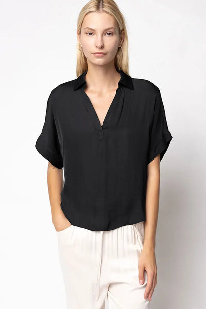NZ Highlow Collar Satin Blouse