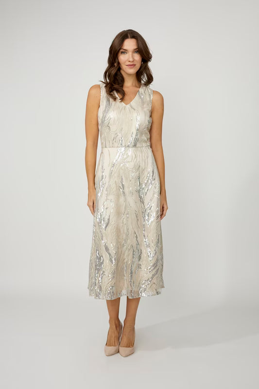 Abstract V-Neck Midi Dress