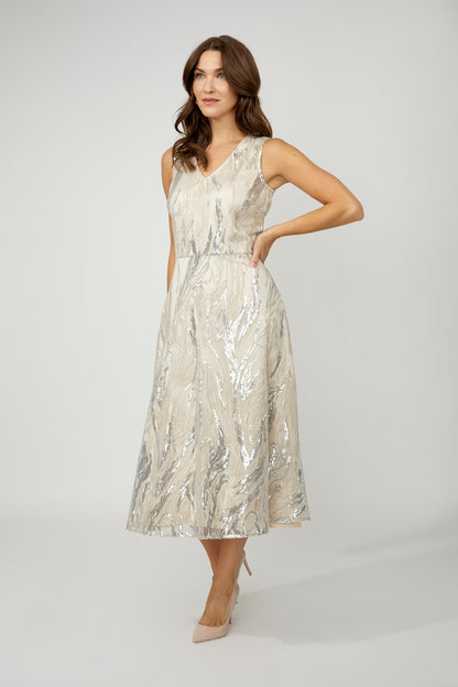 Abstract V-Neck Midi Dress