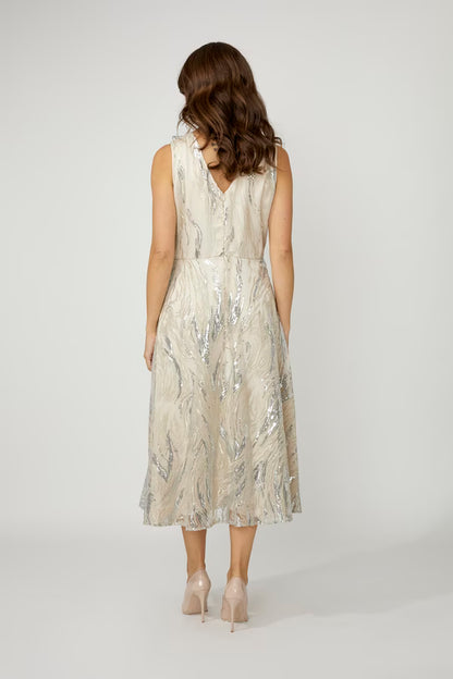 Abstract V-Neck Midi Dress