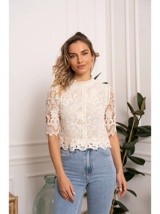 Eleanore Short Sleeve Lace Top