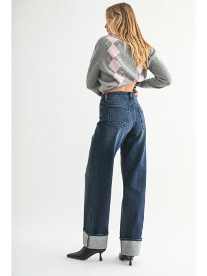 Cuffed Wide Leg Jean