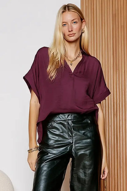 NZ Highlow Collar Satin Blouse