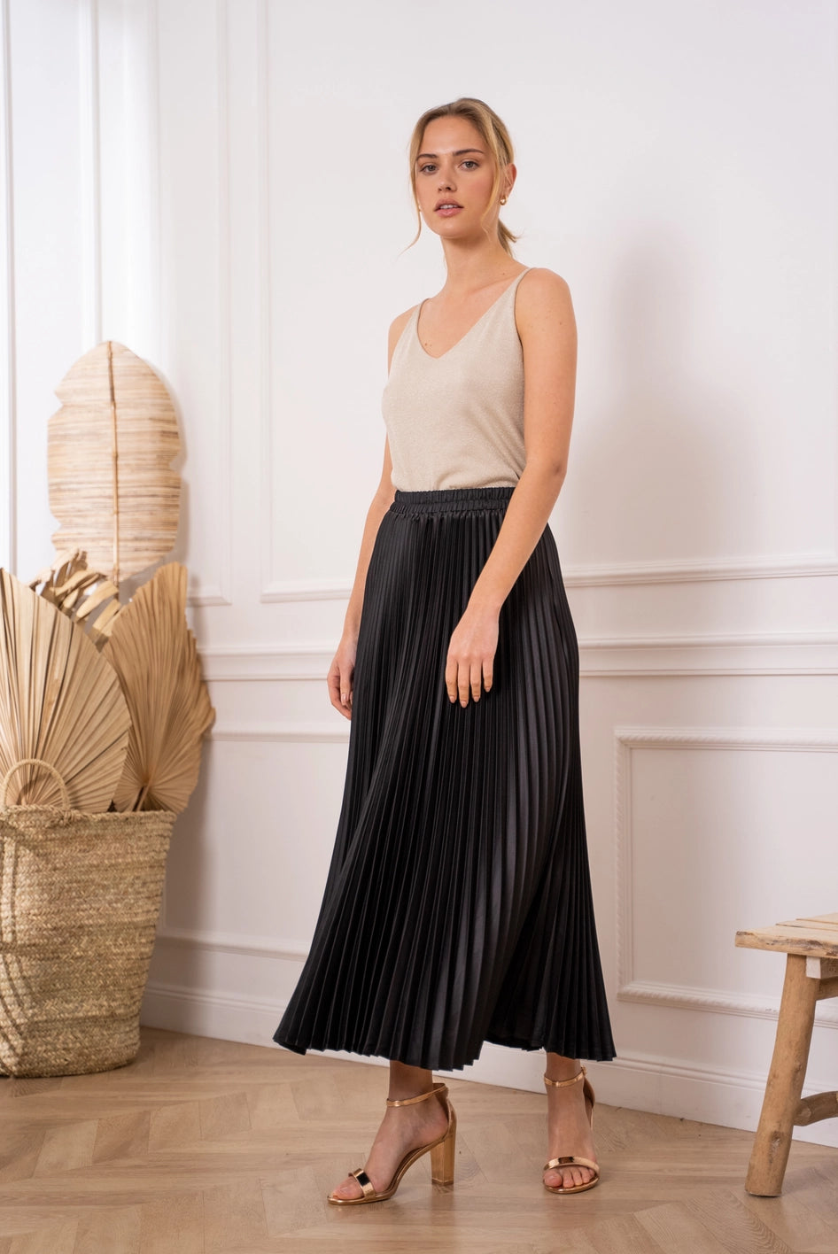 Satin Pleated Skirt in Various Colors