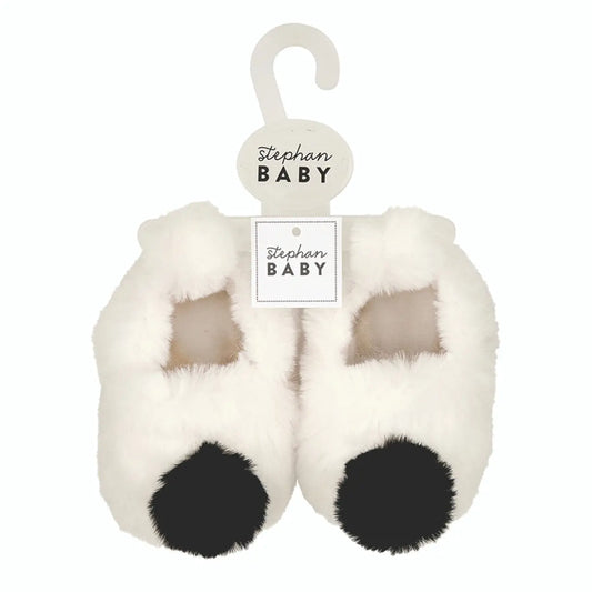 Plush Slippers - Ivory/Black