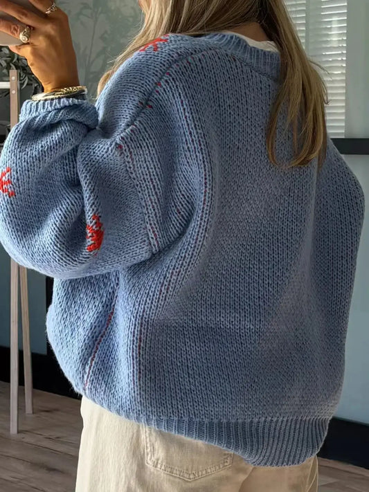 Western Cowboy Boots Jacquard Knit Sweater