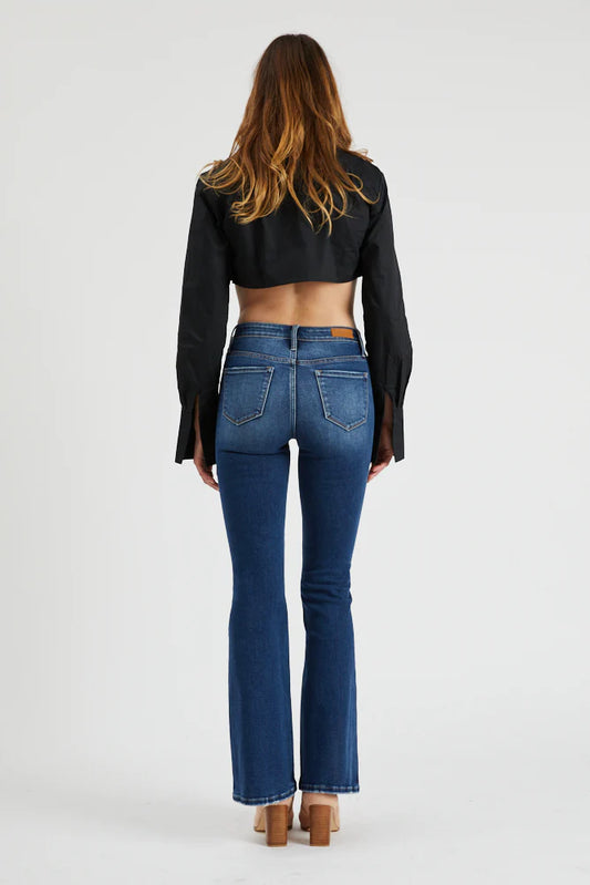 Blue Flare Jeans with Button Fly