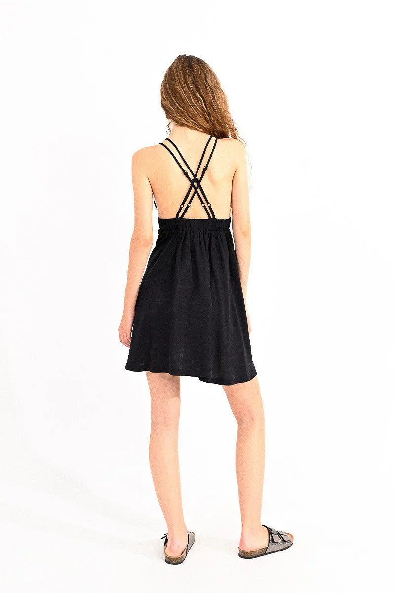 Halter Strappy Dress in Black or Green