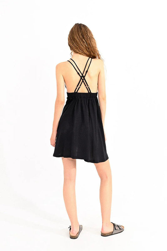 Halter Strappy Dress in Black or Green