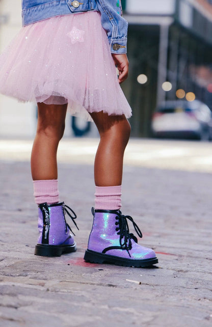 Lavender Sequin Boots for Girls