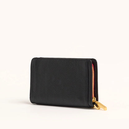 HAMMITT Bryant Wallet Black Brushed Gold Hardware/ Red Zip