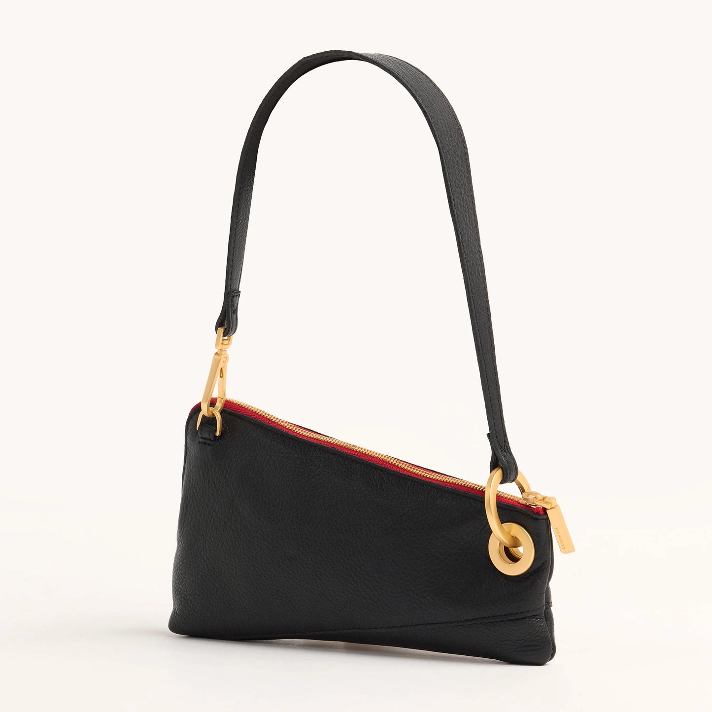 HAMMITT Nash Pochette in Black with Brushed Gold Hardware & Red Zipper