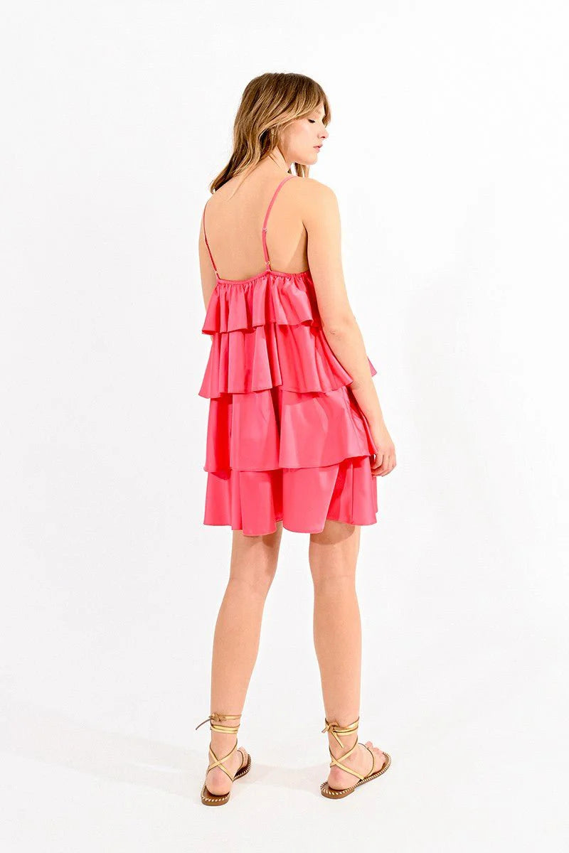 Mini Tiered Dress - Coral