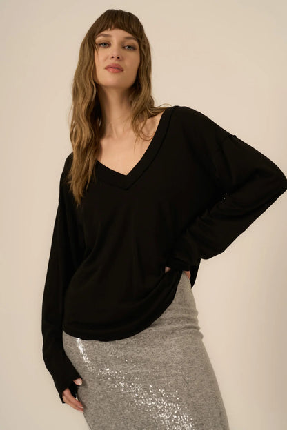 Wilder Washed V Neck Long Sleeve