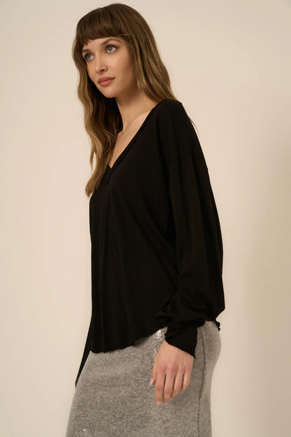 Wilder Washed V Neck Long Sleeve