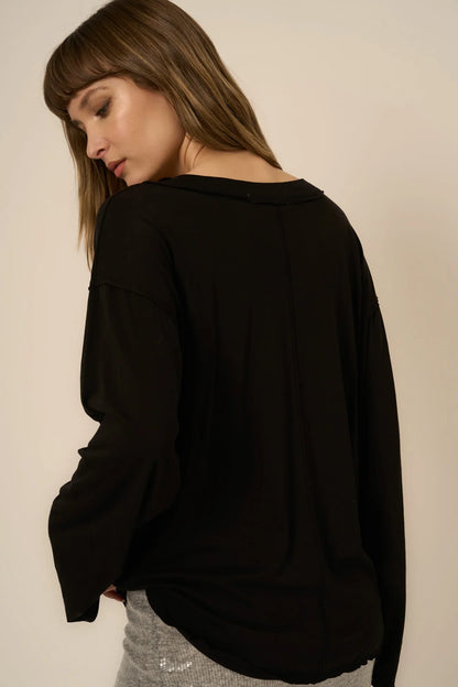 Wilder Washed V Neck Long Sleeve