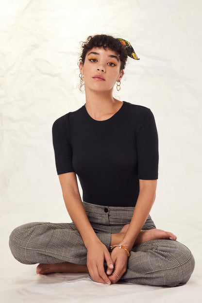 Ribbed Half Sleeve Tee