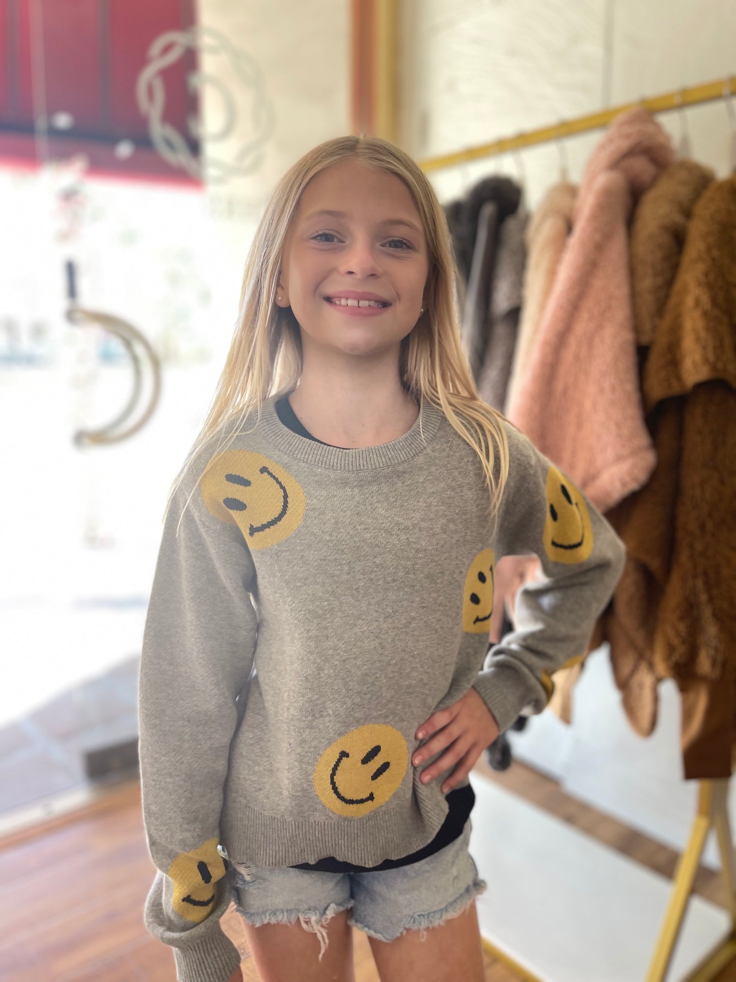 Big Kids Smiley Face Sweater