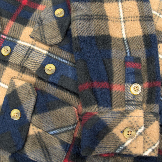 Snow Fleece Shirt in Navy/ Khaki Plaid