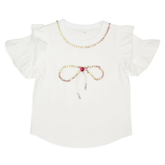Sophia Crystal Bow Ruffle Tshirt