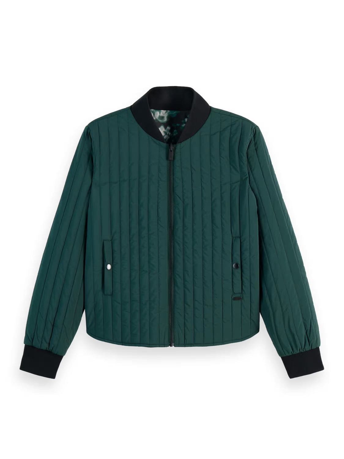 Reversible Quilted Bomber in Amsterdam Green